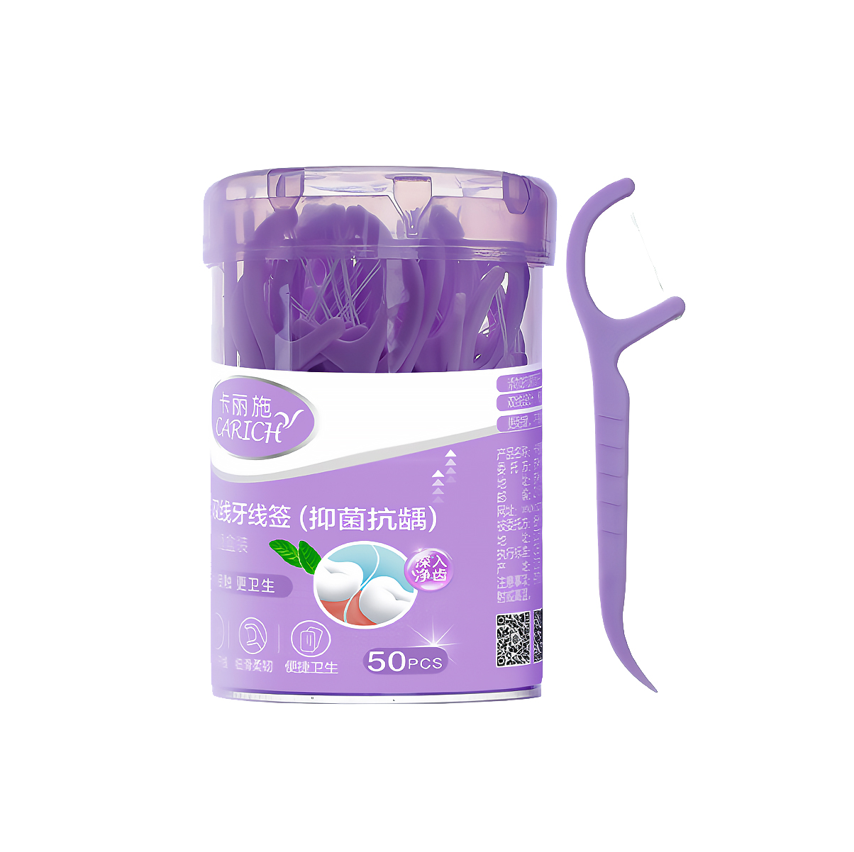 (Кол-во в коробке 72 шт) CARICH Двойная зубная нить (антибактериальная и противокариесная)