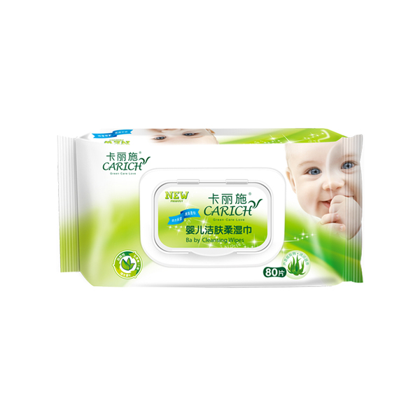 (Кол-во в коробке 24 шт) CARICH Детские очищающие салфетки, 80 шт.
