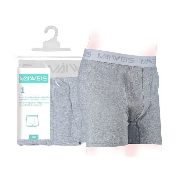 (60 шт коробка) Мужское нижнее белье Maivis из чистого хлопка, одиночная упаковка, серое L/английская и русская версия