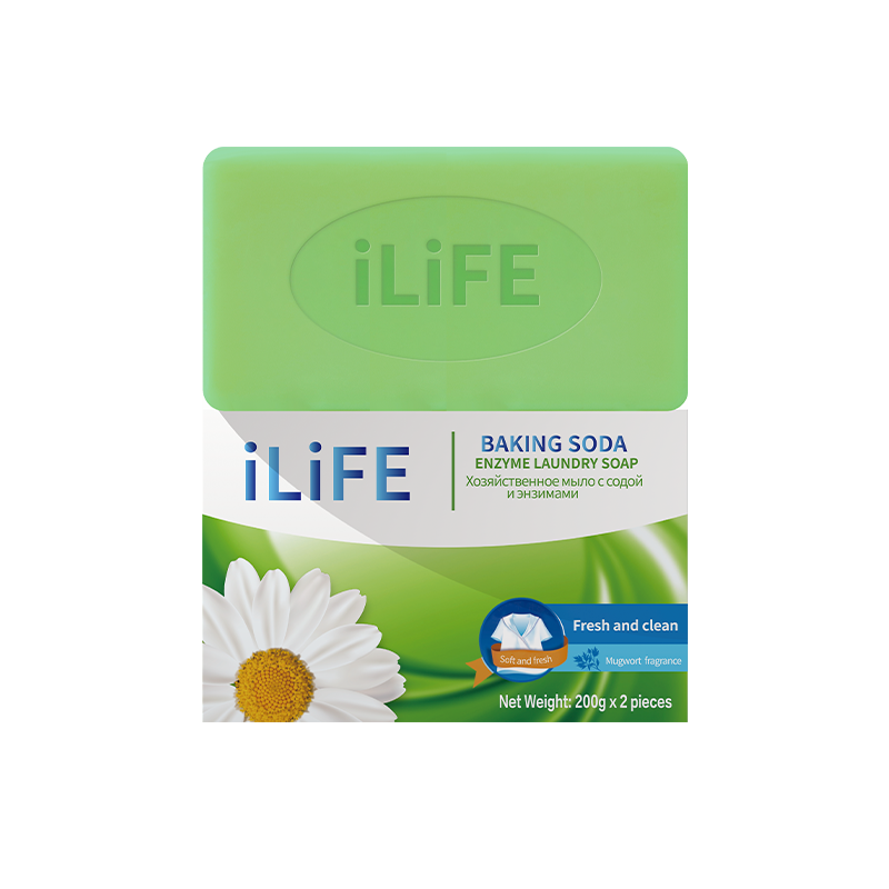 (Кол-во в коробке 24 шт) iLiFE Хозяйственное мыло с содой и энзимами 200 г х 2 шт